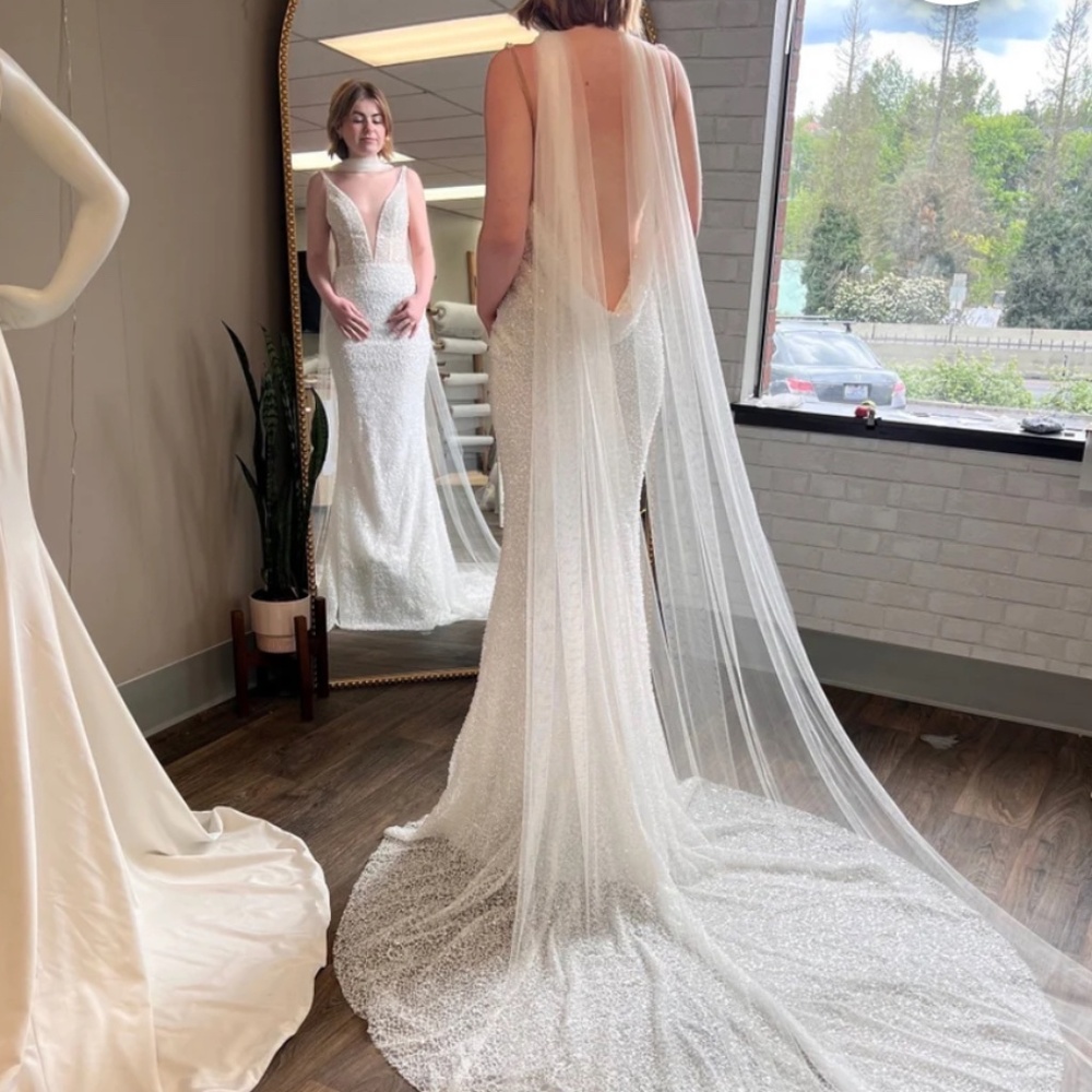 Cathedral length Bridal Neck Scarf in fine English net